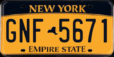 NY license plate GNF5671