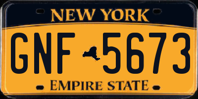 NY license plate GNF5673