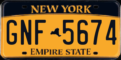 NY license plate GNF5674