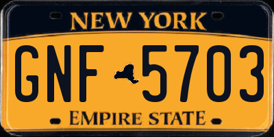 NY license plate GNF5703