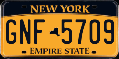 NY license plate GNF5709