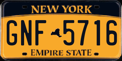 NY license plate GNF5716