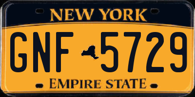 NY license plate GNF5729