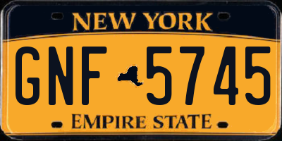 NY license plate GNF5745