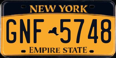 NY license plate GNF5748
