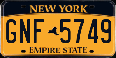 NY license plate GNF5749