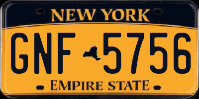 NY license plate GNF5756