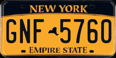 NY license plate GNF5760