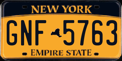 NY license plate GNF5763