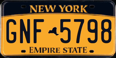 NY license plate GNF5798