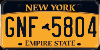NY license plate GNF5804