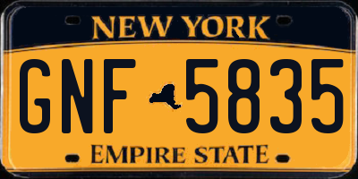 NY license plate GNF5835