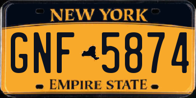 NY license plate GNF5874