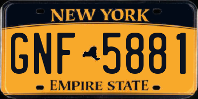 NY license plate GNF5881