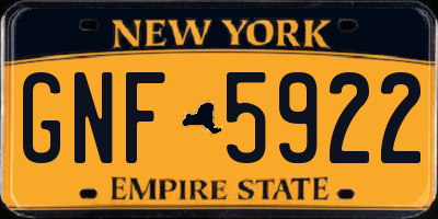 NY license plate GNF5922