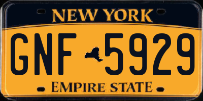 NY license plate GNF5929