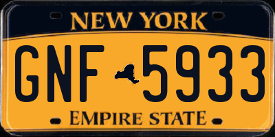 NY license plate GNF5933