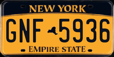 NY license plate GNF5936