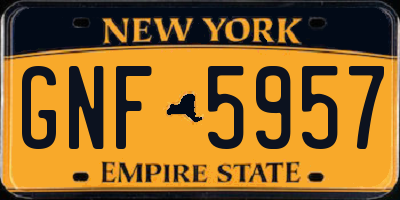 NY license plate GNF5957