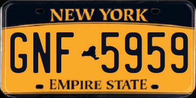 NY license plate GNF5959