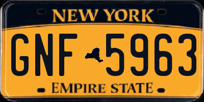 NY license plate GNF5963