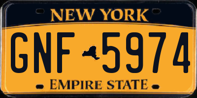 NY license plate GNF5974