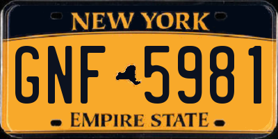 NY license plate GNF5981