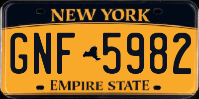 NY license plate GNF5982