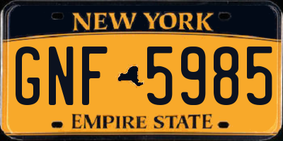 NY license plate GNF5985