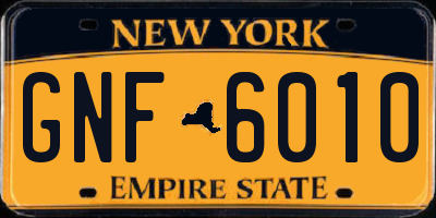 NY license plate GNF6010