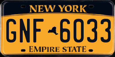 NY license plate GNF6033