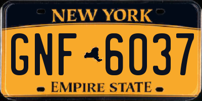 NY license plate GNF6037