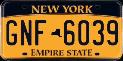 NY license plate GNF6039