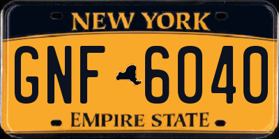 NY license plate GNF6040