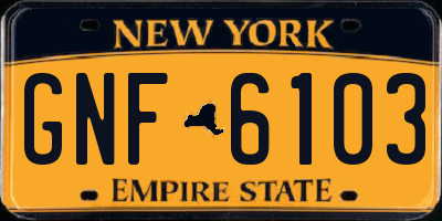 NY license plate GNF6103