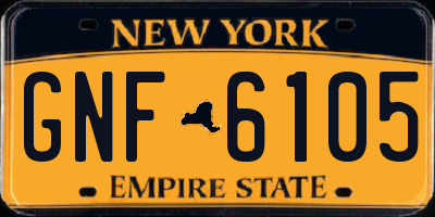 NY license plate GNF6105