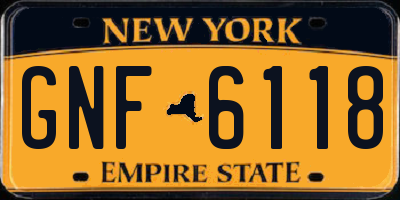 NY license plate GNF6118