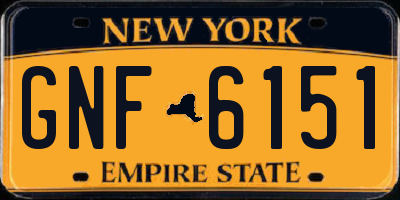 NY license plate GNF6151