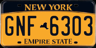NY license plate GNF6303
