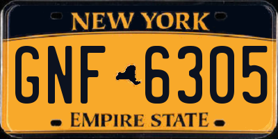 NY license plate GNF6305