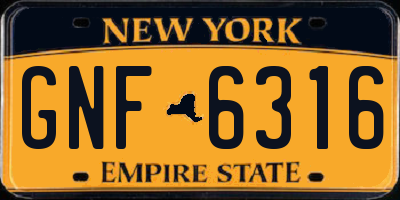 NY license plate GNF6316