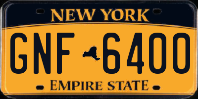 NY license plate GNF6400