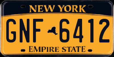NY license plate GNF6412