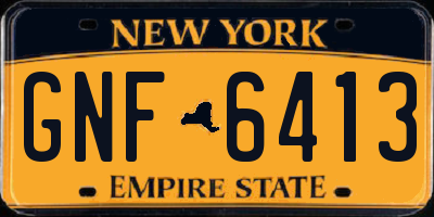 NY license plate GNF6413