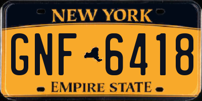 NY license plate GNF6418