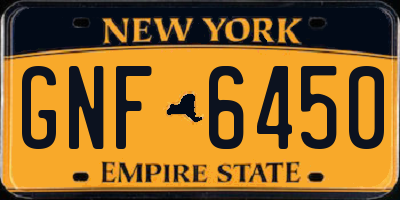 NY license plate GNF6450