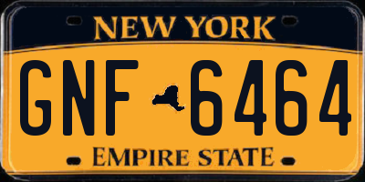 NY license plate GNF6464