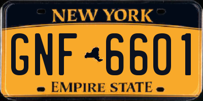 NY license plate GNF6601