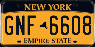 NY license plate GNF6608