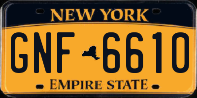 NY license plate GNF6610